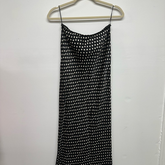 Topshop satin jacquard bias maxi skirt and top in mono polka dot - SET - Picture 9 of 16